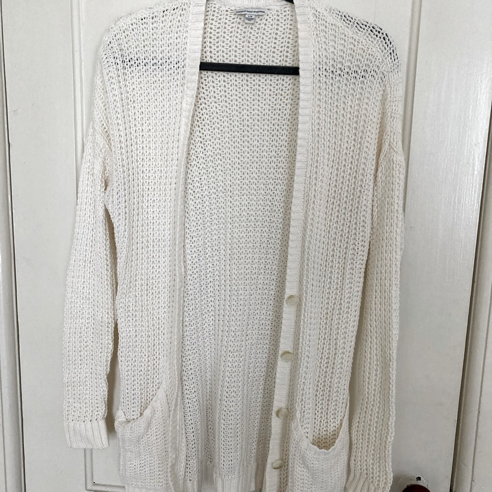Cream Loose Cable Knit Cardigan